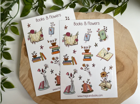 Books & Flowers Sticker Sheet