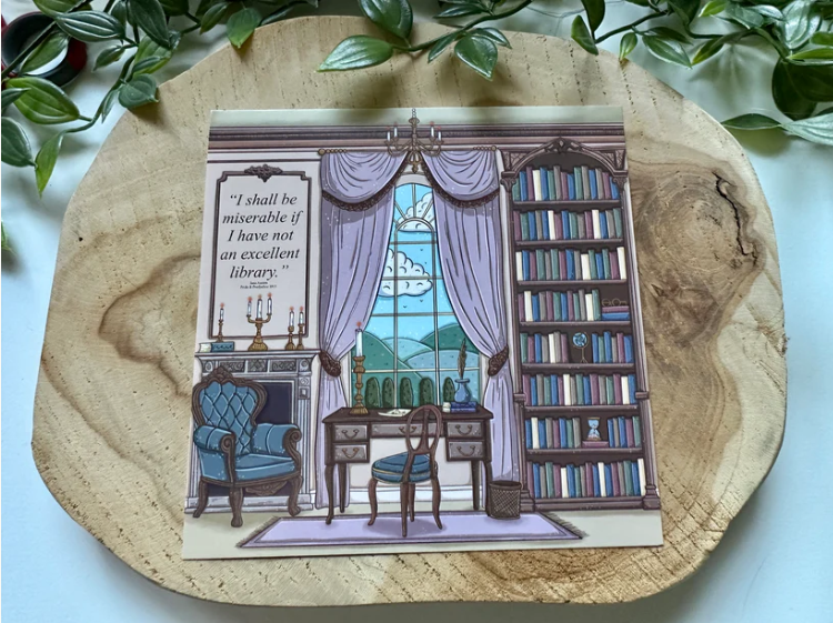 Pride & Prejudice Library Quote Kort