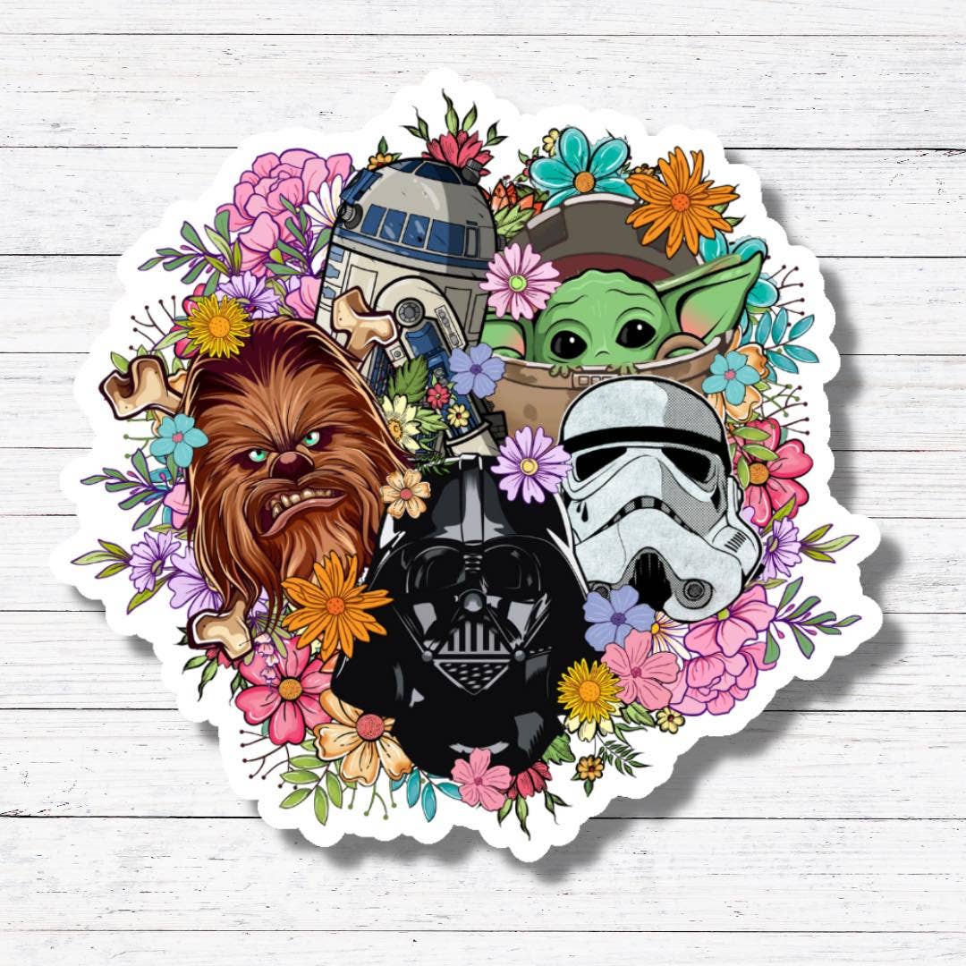 Star Wars with Flowers- Star Wars Sticker