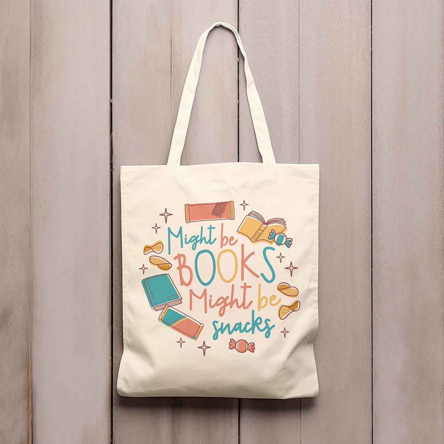 Might Be Books. Might Be Snacks Handlenett