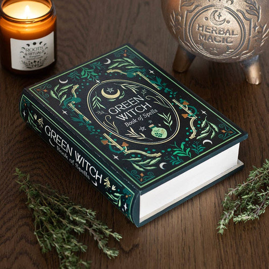 Green Witch Book Shaped Oppbevaringsboks