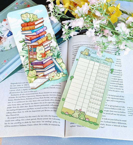 Froggy Librarians Reading Log Bokmerke