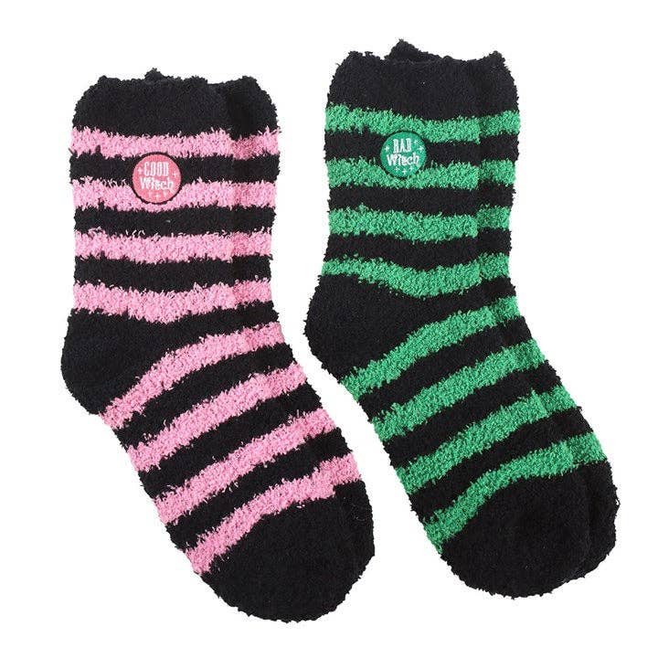 Set of 2 Good Witch, Bad Witch Fluffy Sokker