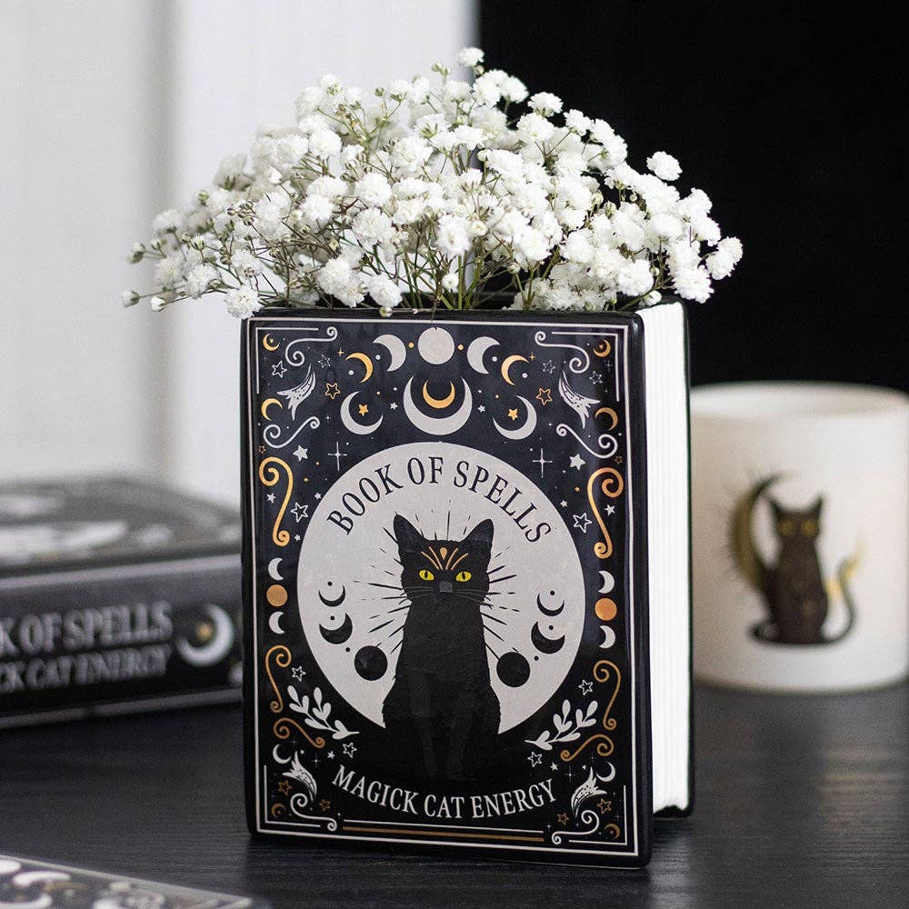 Black Cat Magick Book Vase