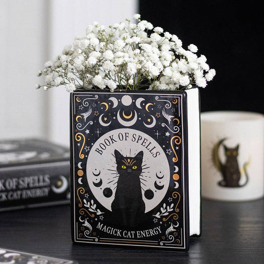 Black Cat Magick Book Vase