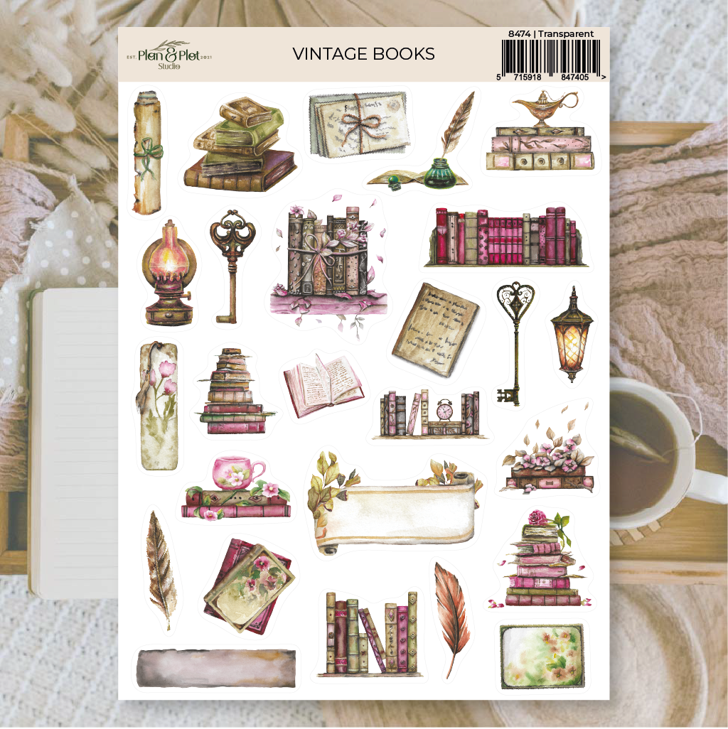 Vintage books Sticker sheet