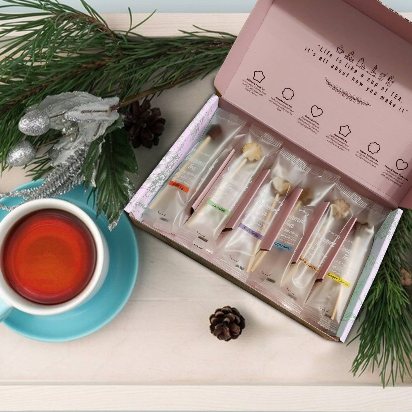 Tea-Pop Gaveboks, Elegant Boks med 18 Tea-Pops