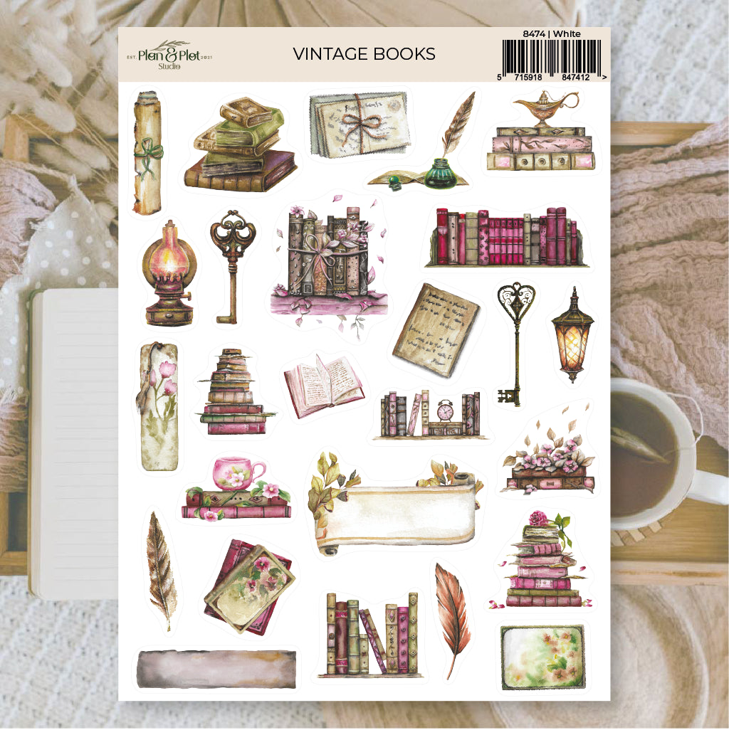 Vintage books Sticker sheet