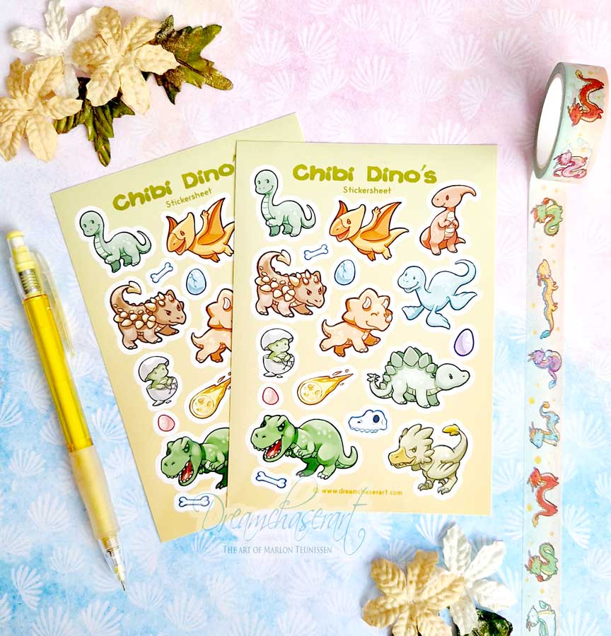 Chibi Dino's Sticker sheet