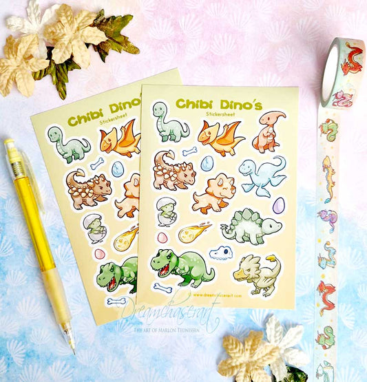 Chibi Dino's Sticker sheet