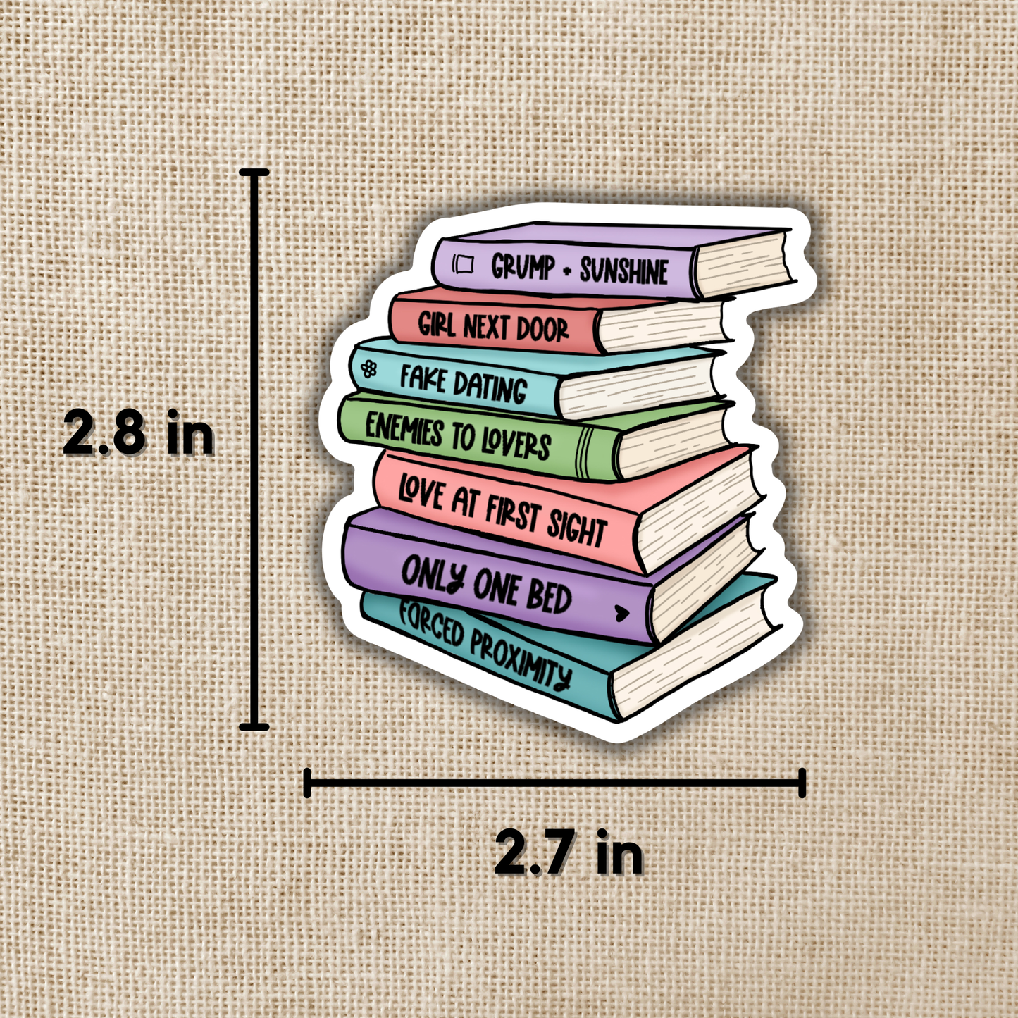 Romance Tropes Book Stack Sticker