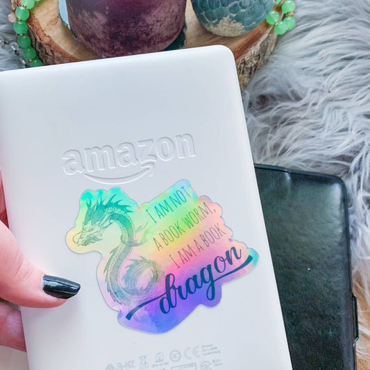 Book Dragon Holographic Sticker