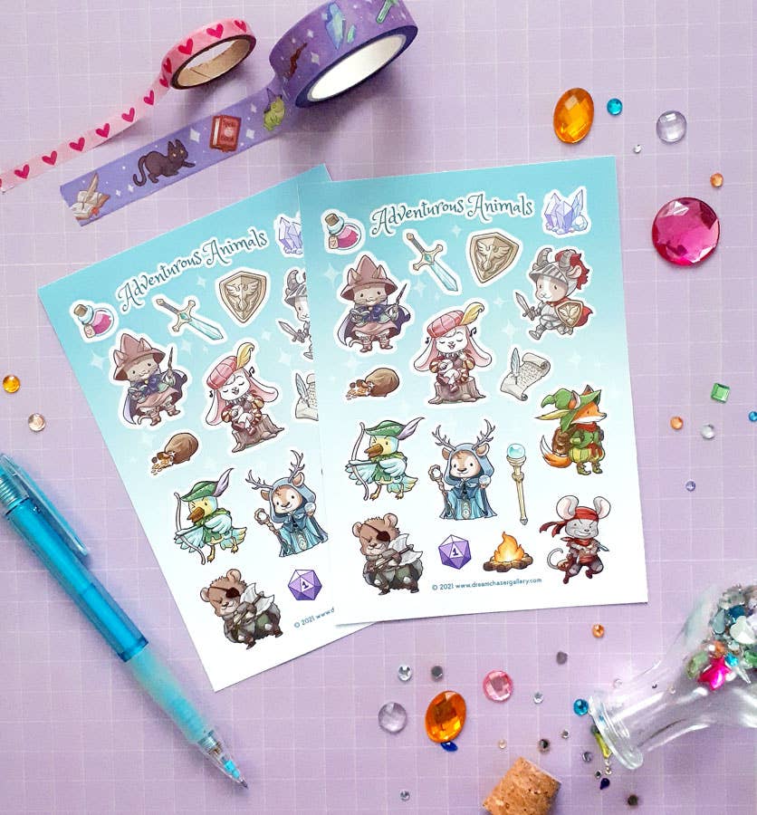 Adventurous animals Sticker sheet